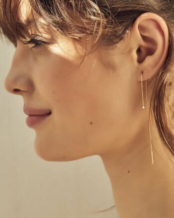 Boucles d’oreilles chaînes Secret Cristal - portées profil - BDM Studio - Le Petit Drugstore