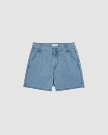 Short en denim bleu clair taille haute – modèle Emile et Ida avec poches surpiquées