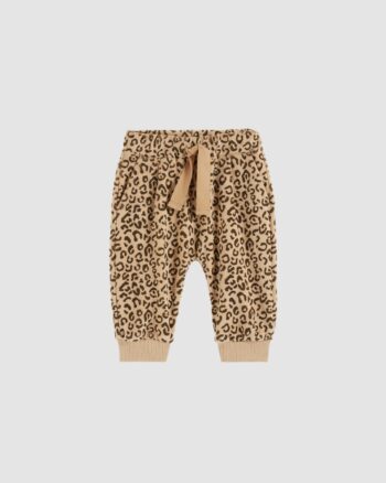 Jogger enfant Emile et Ida en éponge caramel léopard avec taille élastiquée