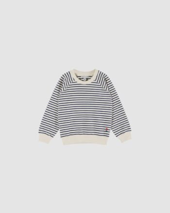 Sweat enfant en coton bio rayé bleu et écru – Emile et Ida