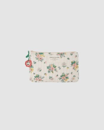 Petite trousse en coton fleuri beige poudré – Emile et Ida