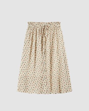 Jupe midi écrue à fleurs Freesia en viscose – Emile et Ida