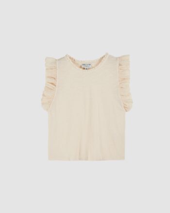 Tee-shirt broderie anglaise Emile et Ida coton bio crème