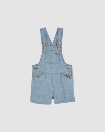 Salopette bébé en coton et lin bleu clair de la marque Emile et Ida