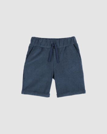 Short en éponge bleu avec poches et cordon à la taille – Emile et Ida