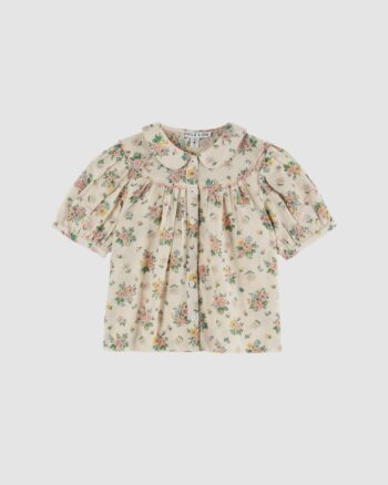 Blouse en coton fleuri beige – modèle Printemps Rose – Emile et Ida – festons brodés et col Claudine