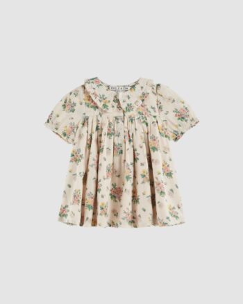 Robe ample en coton beige à fleurs pastel – Emile et Ida