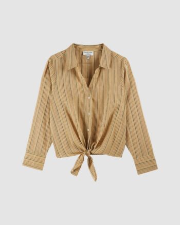 Chemise khadi à carreaux multicolores ocre clair à nouer – Emile et Ida
