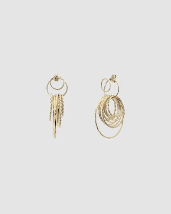 Boucles d’oreilles Arizona MM BDM Studio - vue fond gris - bijou graphique doré