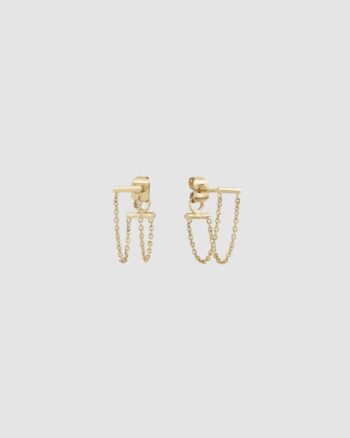 Boucles d’oreilles chaînes Promesse BDM Studio - bijou doré avec chaînes fines