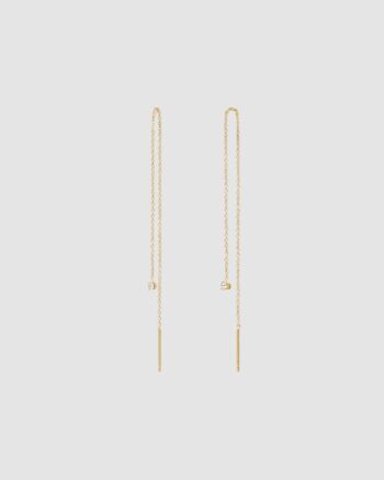 Boucles d’oreilles chaînes Secret Cristal BDM Studio - bijou doré avec petite pierre