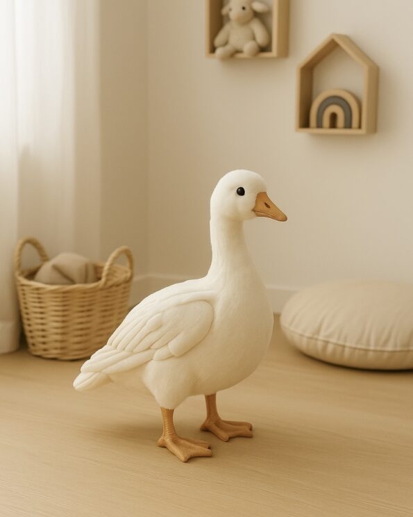 Peluche oie blanche Hansa dans une chambre d’enfant – Le Petit Drugstore