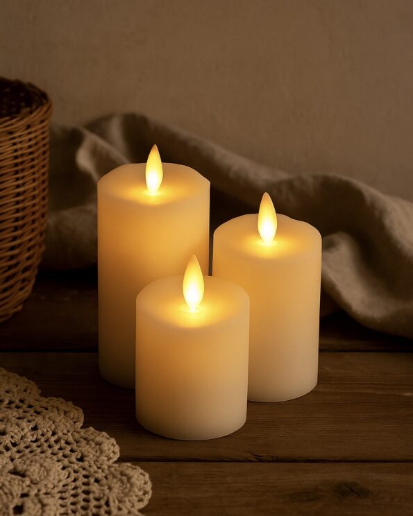 Set de 3 bougies LED - Cire naturelle – Opjet – Image 2