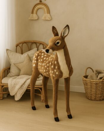 Peluche faon Hansa dans une chambre d'enfant bohème