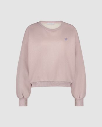 Pull rose pâle en coton bio avec fil métallisé – By-Bar