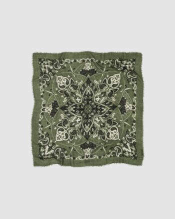 Foulard Bandana Kaki en laine et soie Maison Lecomte Flament