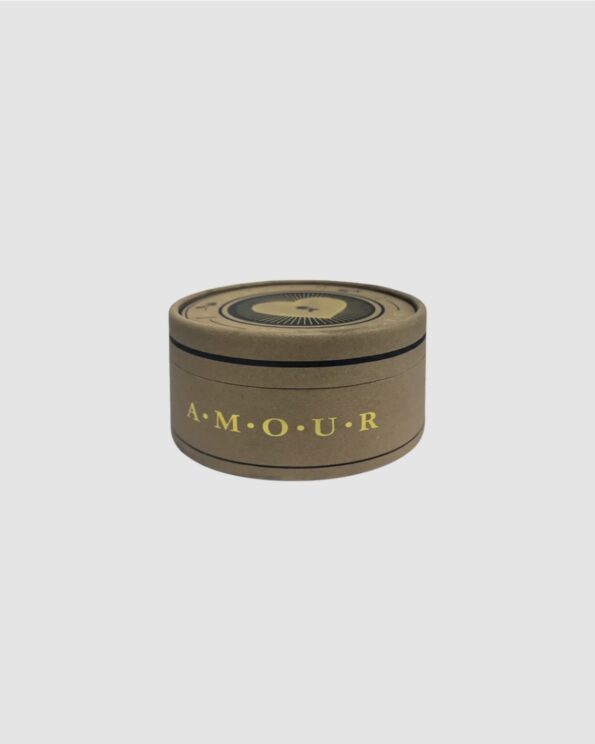 Coffret fermé de 4 bougies AMOUR – Opjet – boîte ronde en kraft illustrée