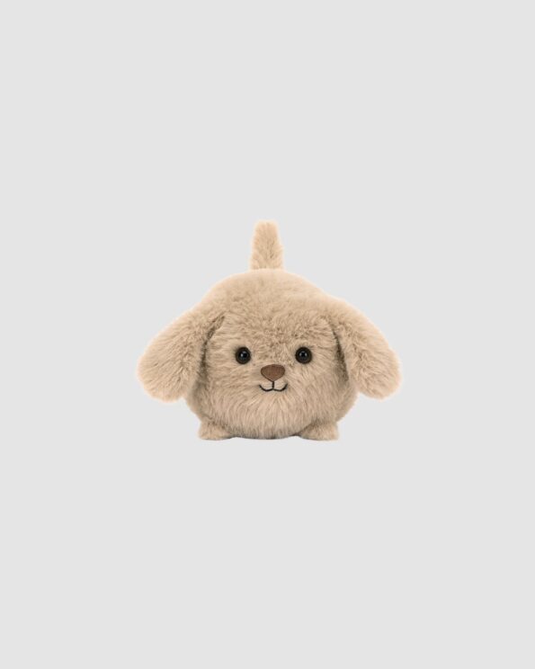 Peluche Caboodle Puppy Jellycat, petit chiot rond vu de face sur fond clair