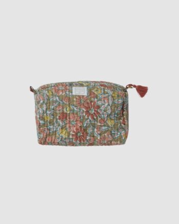 Trousse de toilette fleurs indiennes Meera Bronze en coton – Bonheur du Jour
