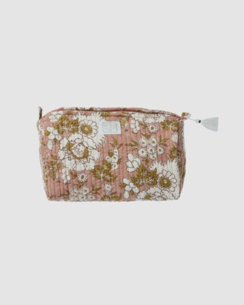Trousse de toilette fleurs indiennes Vishnu Terracotta en coton, Bonheur du Jour