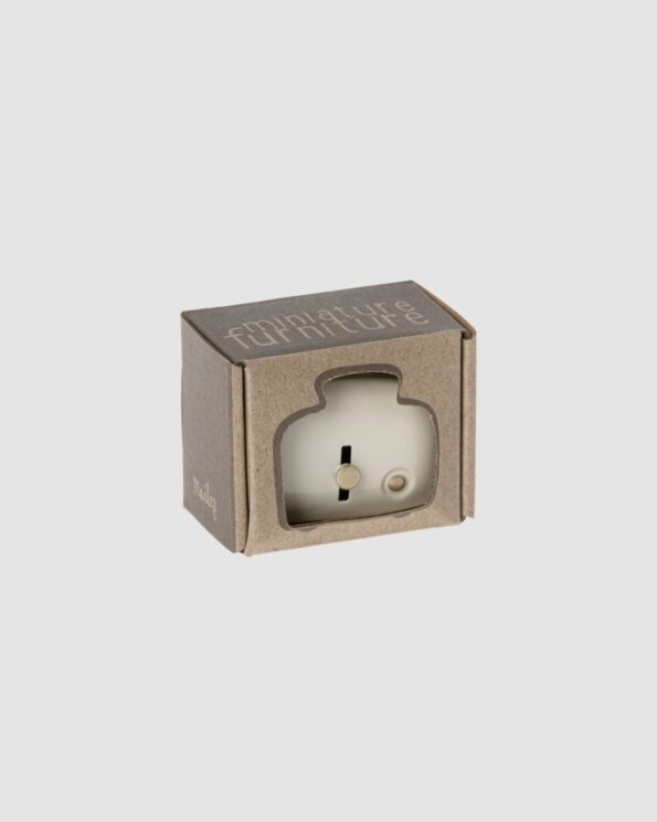 Boîte du toaster miniature Maileg blanc Off-white avec pain inclus