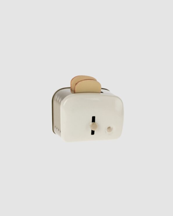 Toaster miniature Maileg blanc Off-white avec tranches de pain