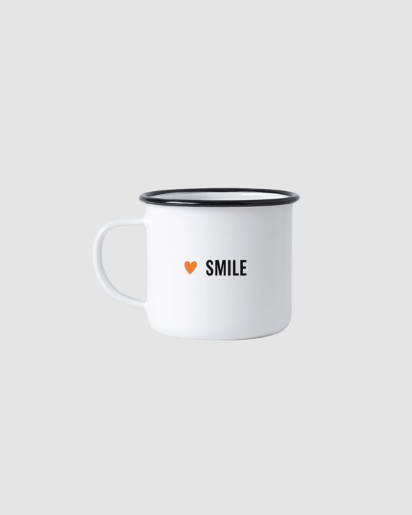 Mug Bibiche fait son cirque – Smile – émaillé blanc avec cœur