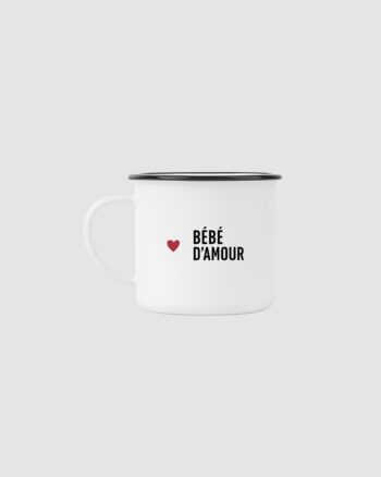 Mug Bibiche fait son cirque – Bébé d’amour – émaillé blanc