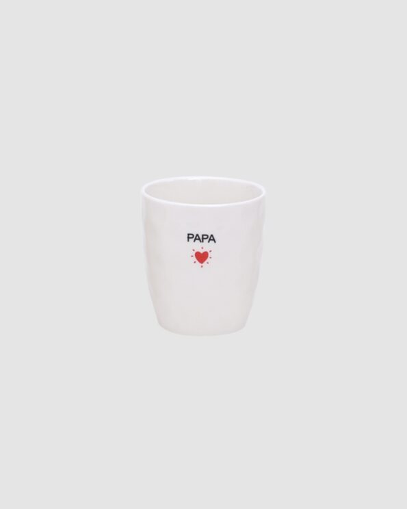 Gobelet PAPA blanc avec cœur rouge rayonnant – Opjet