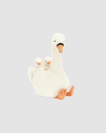 Peluche Cygne Jellycat avec deux bébés – modèle Featherful Swan – 39 cm – dès la naissance
