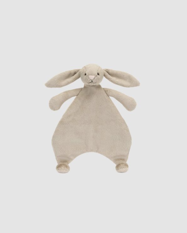 Doudou plat Bashful Lapin Beige Jellycat – 27 cm – Lapin ultra doux avec broderies – Dès la naissance