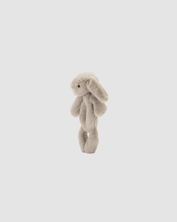 Hochet Bashful Lapin Jellycat – Vue latérale – Lapin beige 18 cm doux dès la naissance