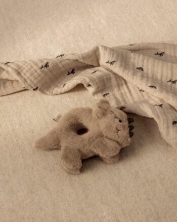 Langes en mousseline Lewis Liewood en coton bio – Lot de 2 – Motifs noirs sur fond beige