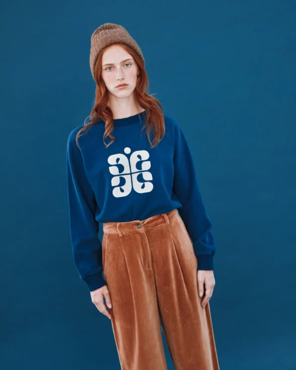 Sweat logo coton bio bleu foncé pour femme – Émile et Ida