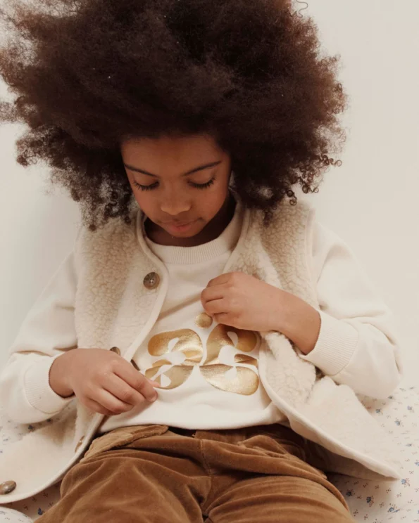 Gilet sherpa écru sans manches – Enfant – Émile et Ida