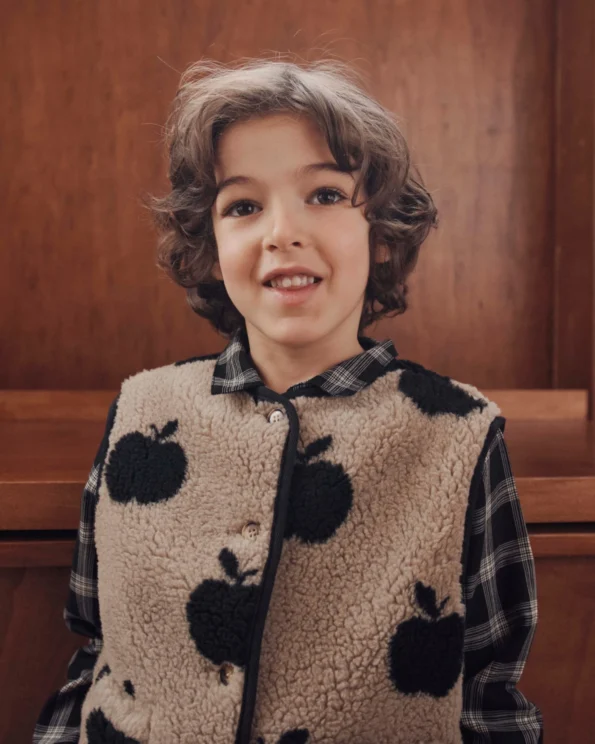 Gilet sherpa motif pommes – Enfant – Émile et Ida