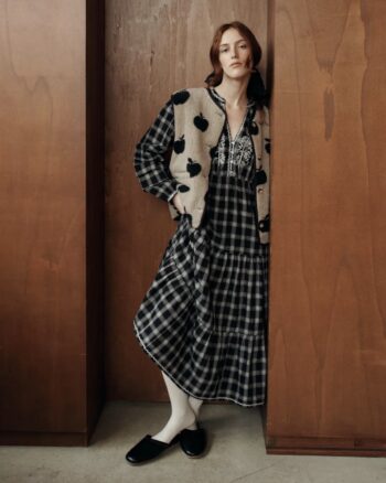 Gilet sherpa écru pommes noires – Femme – Émile et Ida