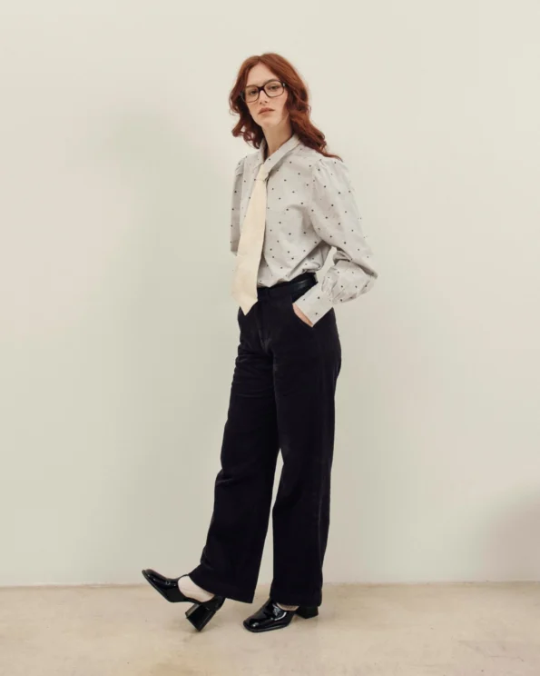 Pantalon en velours côtelé noir – Femme – Émile et Ida