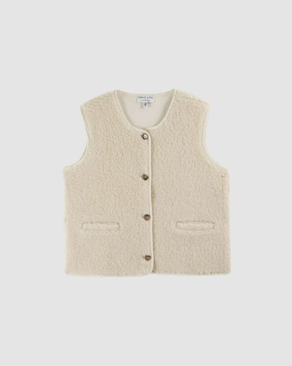 Gilet sans manches sherpa écru femme Émile et Ida