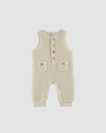 Combinaison bébé sans manches sherpa écru – Emile et Ida – vue produit