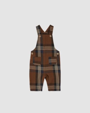 Salopette bébé Emile et Ida à carreaux marron – coton recyclé – vue produit