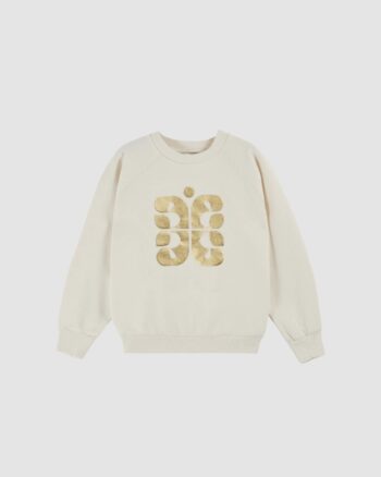 Sweat logo coton bio écru femme Emile et Ida avec imprimé doré sur le devant