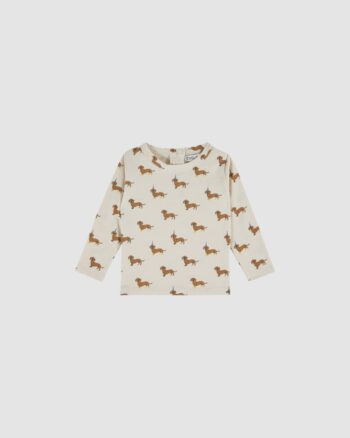 Tee-shirt Teckels Emile et Ida en coton bio écru pour bébé