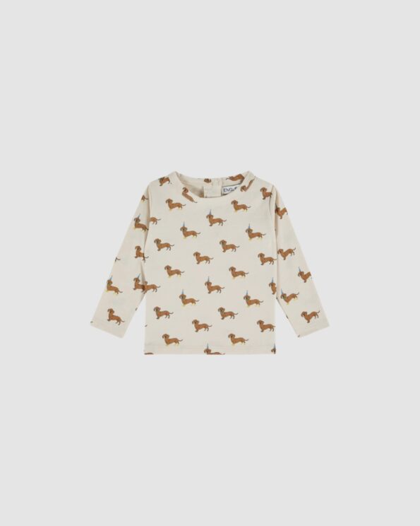 Tee-shirt Teckels Emile et Ida en coton bio écru pour bébé