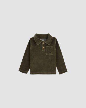 Polo velours éponge Emile et Ida vert olive pour bébé