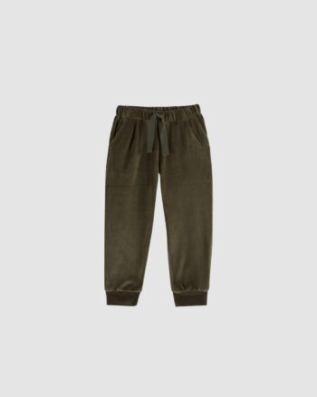 Jogger velours Emile et Ida vert olive pour bébé