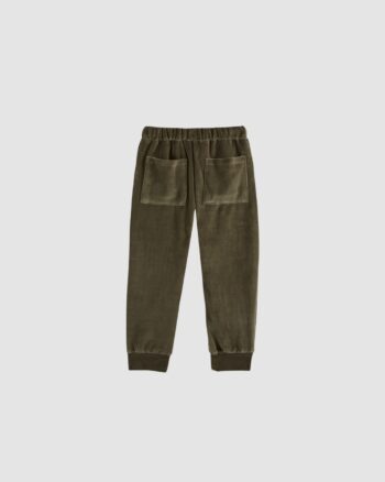 Vue de dos du jogger velours Emile et Ida vert olive pour bébé