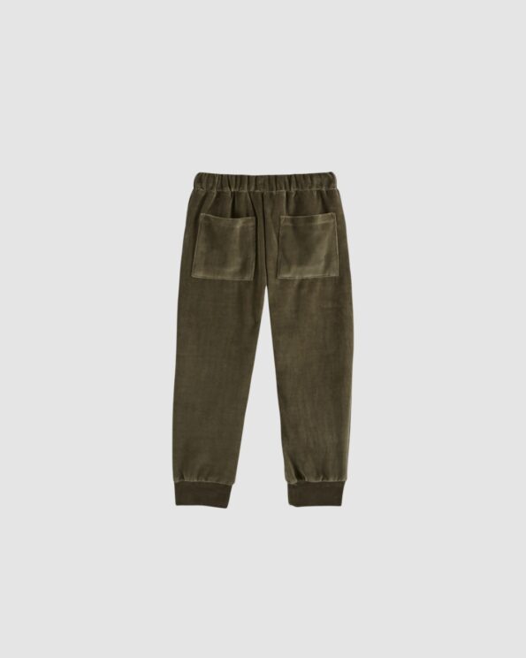 Vue de dos du jogger velours Emile et Ida vert olive pour bébé