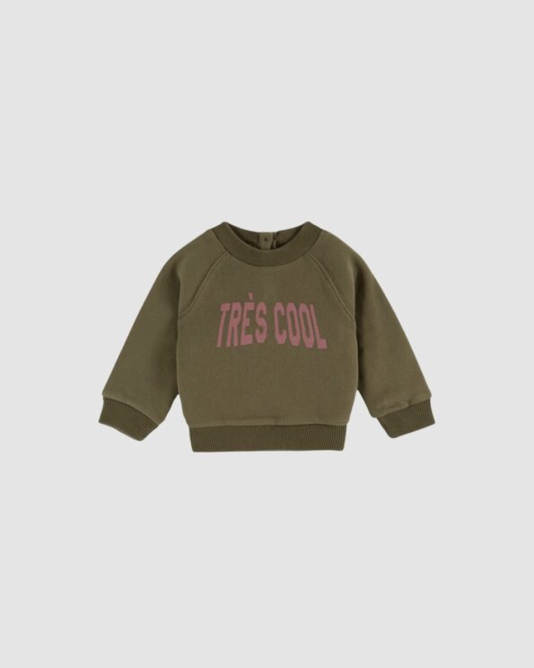 Sweat Très Cool coton bio olive Émile et Ida bébé