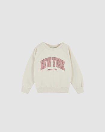 sweat new york coton bio crème enfant Émile et Ida imprimé rose